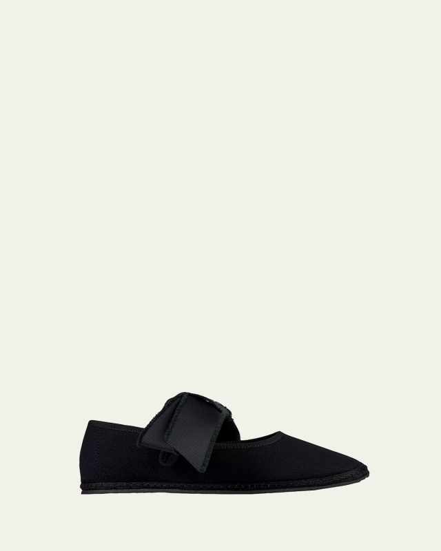 Maxi Bow Cotton Grosgrain Ballerina Flats